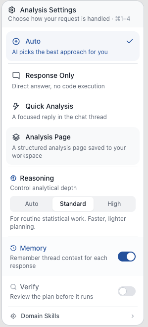 PlotStudio AI’s Analysis Settings panel